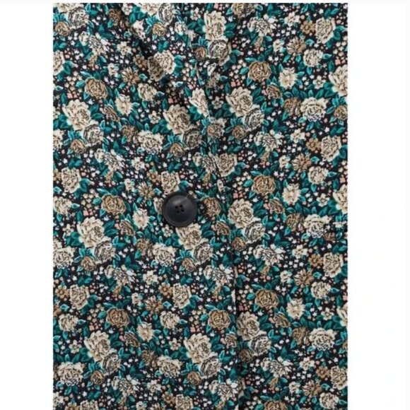 Mango MNG Floral Print Longline Blazer One Button Oversized Women's XXS - Picture 6 of 9